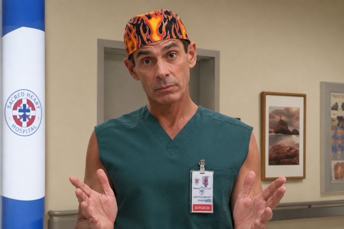 a portrati of robert maschio in scrubs