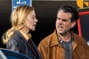 Bobby Cannavale and Nicole Kidman on the set of Scarpetta during filming of the crime drama series based on Patricia Cornwell's novels.