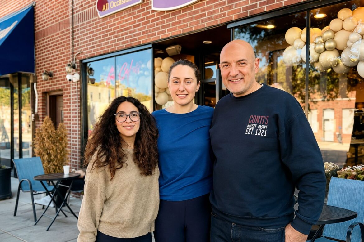 Conti’s Pastry Shoppe - The Conti family standing outside Conti’s Pastry Shoppe, the historic Italian bakery in the Bronx founded in 1921.